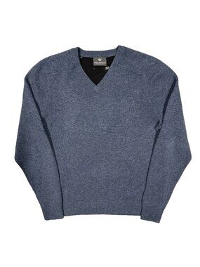 Mack Weldon Premium Tech Wool Cashmere Sweater V-Neck Pullover Blue Medium